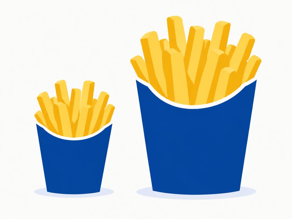 A small and a large cup of fries side by side